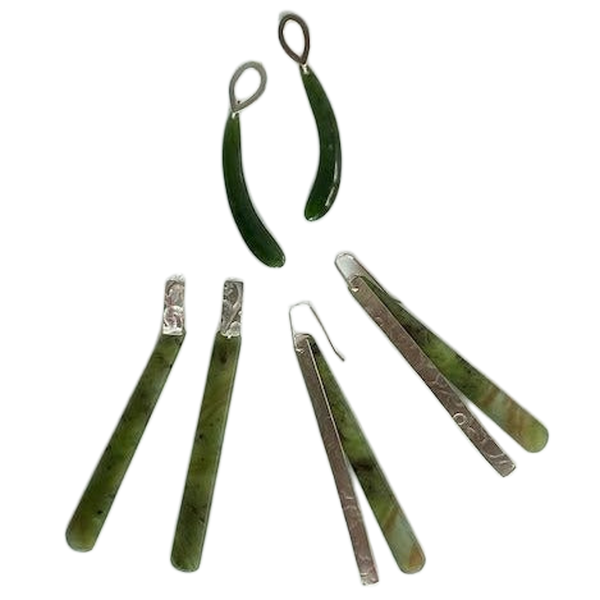 Hono pounamu and silver earrings